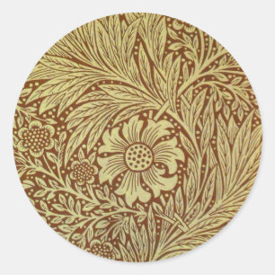 Adesivo Redondo Padrão de Flor Antiga Marigold de William Morris