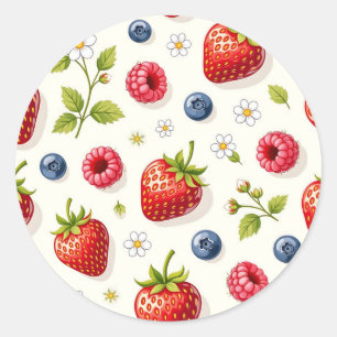 Adesivo Redondo Padrão de Flor de Cerejeira Frutas Frescas de Verã