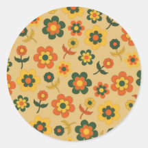 Padrão de Flor do Laranja de Imagem Retroativa 70s