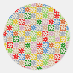 Adesivo Redondo Padrão de Flor Verificado com Aestesia Colorida