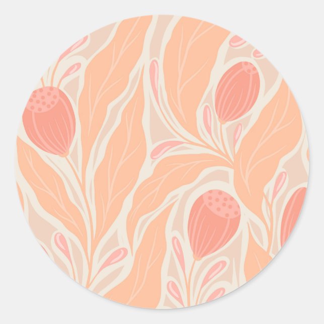 Adesivo Redondo Padrão de flores (Frente)