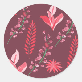 Adesivo Redondo Padrão de flores.