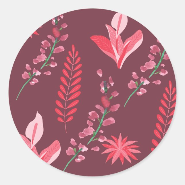 Adesivo Redondo Padrão de flores. (Frente)