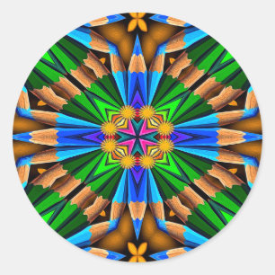 Adesivo Redondo Padrão de Flores de Abstrato exclusivo