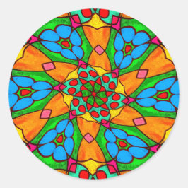 Adesivo Redondo Padrão de Flores Estéticas