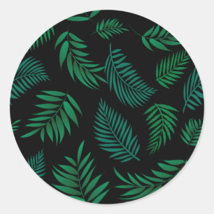 Adesivo Redondo Padrão de Folhas Tropicais 2