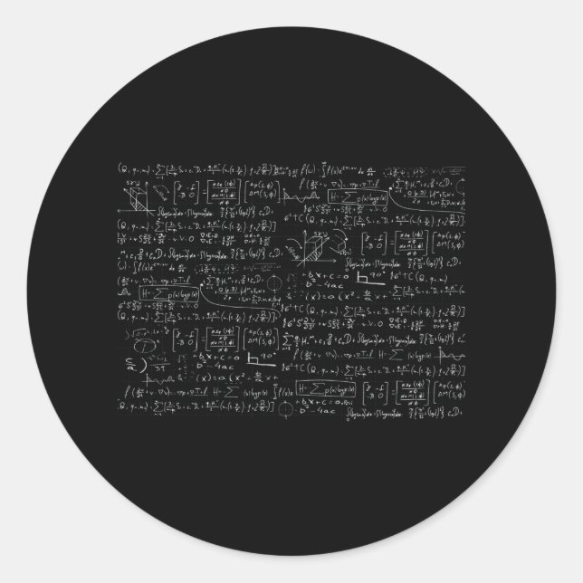 Adesivo Redondo Padrão de Fórmulas de Matemática (Frente)