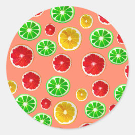 Adesivo Redondo Padrão de fruta de citrinos Frutas
