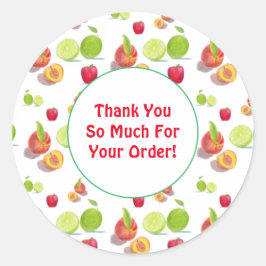 Adesivo Redondo Padrão De fruta Obrigado Pelo Seu Pedido