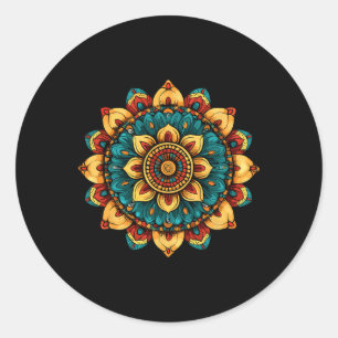 Adesivo Redondo Padrão de Geometria Sagrada do Mandala Floral de L
