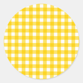 Adesivo Redondo Padrão de Gingham Amarelo