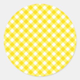 Adesivo Redondo Padrão de Gingham Amarelo Lemon