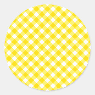 Adesivo Redondo Padrão de Gingham Amarelo Lemon