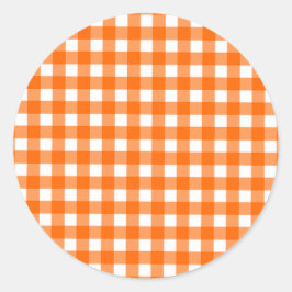 Adesivo Redondo Padrão de Gingham Laranja