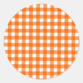 Adesivo Redondo Padrão de Gingham Laranja