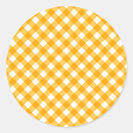 Adesivo Redondo Padrão de Gingham Laranja Claro