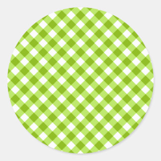 Adesivo Redondo Padrão de Gingham Verde Claro