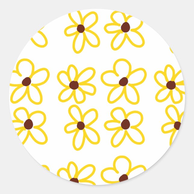 Adesivo Redondo Padrão de girassol castanho-amarelo ventre floral  (Frente)
