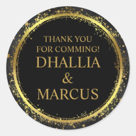 Adesivo Redondo Padrão de Gótico das Estrelas Pretas e Douradas