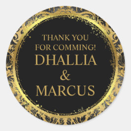 Adesivo Redondo Padrão De Gótico Preto E Dourado