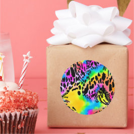 Adesivo Redondo Padrão de impressão animal colorido