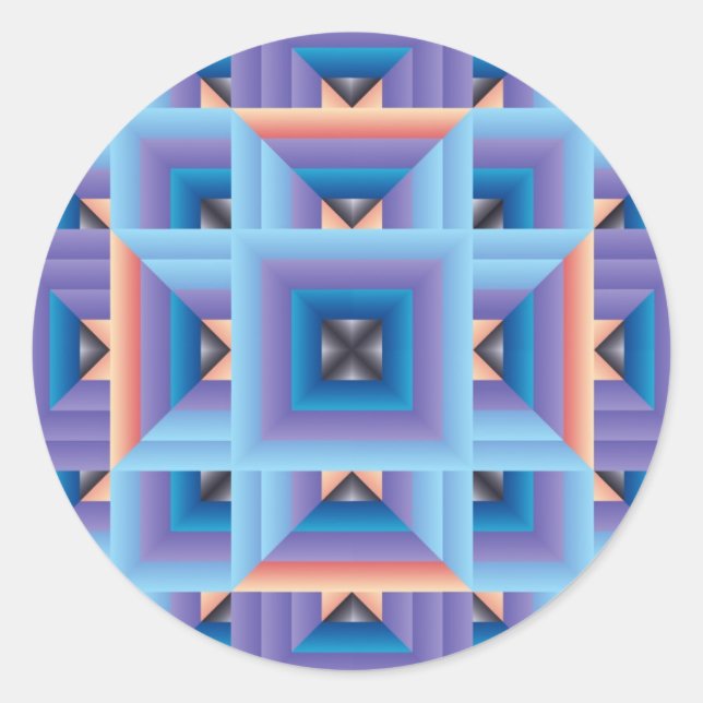 Adesivo Redondo Padrão de inclinação 3 em azul e roxo (Frente)