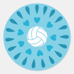 Adesivo Redondo Padrão de Kaleidoscope Volleybolas Azuis