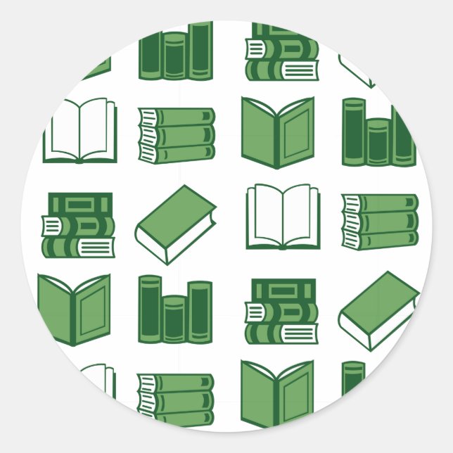 Adesivo Redondo Padrão de Leitura e Escrevendo do Livro Verde (Frente)