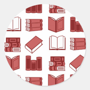 Adesivo Redondo Padrão de Leitura e Escrevendo do Livro Vermelho