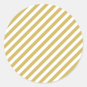 Adesivo Redondo Padrão de listras diagonais amarelo-ouro e branco