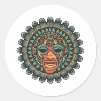 Adesivo Redondo Padrão de máscara do Aztec