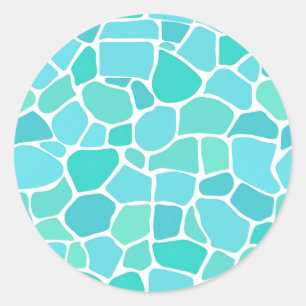 Adesivo Redondo Padrão de Mosaico de Vidro Marinho Turquesa Água