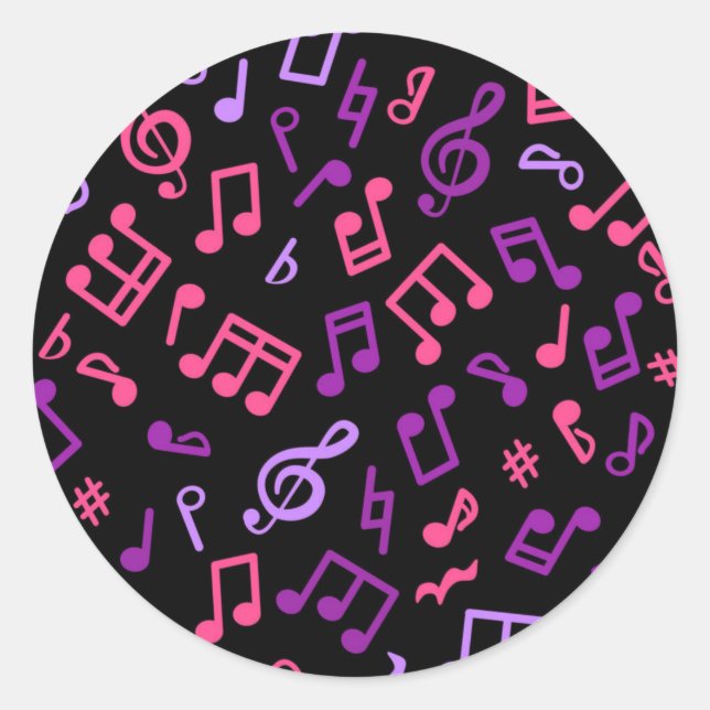 Adesivo Redondo Padrão de música (Frente)