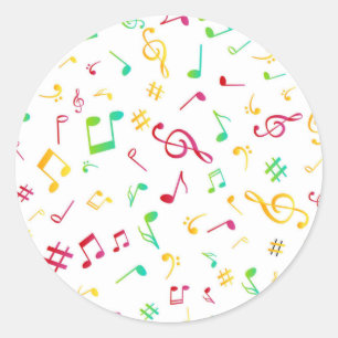 Adesivo Redondo Padrão de música