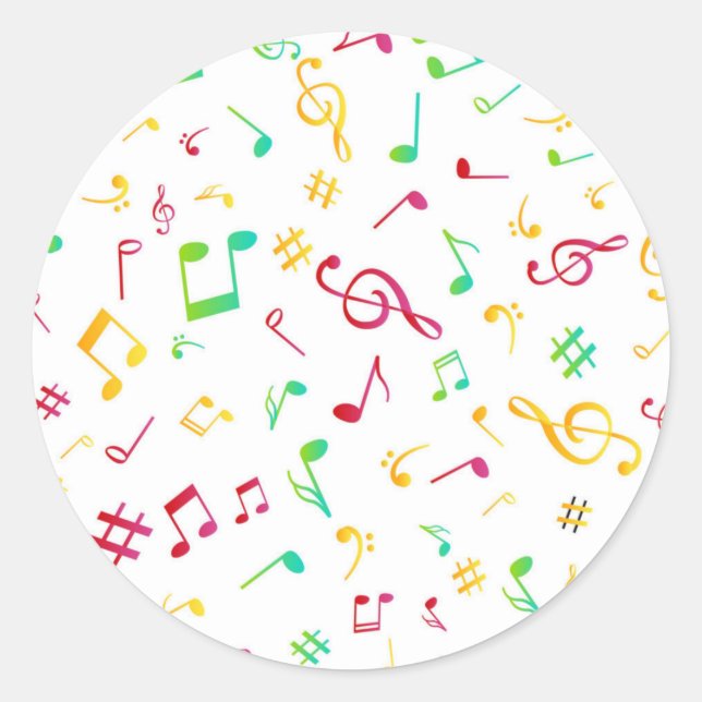 Adesivo Redondo Padrão de música (Frente)