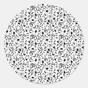 Adesivo Redondo Padrão de música