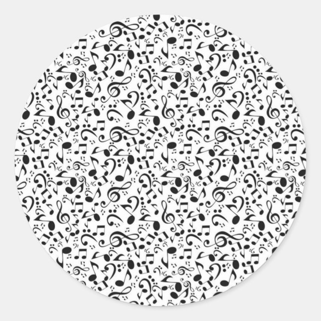 Adesivo Redondo Padrão de música (Frente)