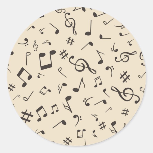 Adesivo Redondo Padrão de música (Frente)