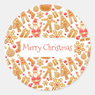 Adesivo Redondo Padrão de Natal - Árvore do Pai Natal Rudolph Snow