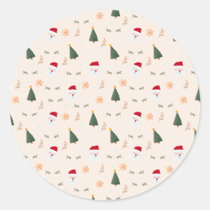 Adesivo Redondo Padrão de Natal Bonito e Minimalista