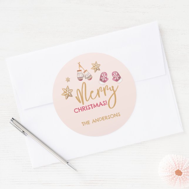Adesivo Redondo Padrão de Natal Moderno do Pastel (Envelope)