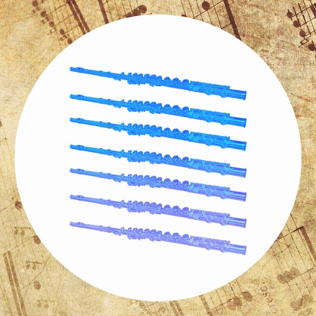 Adesivo Redondo Padrão de Ombre Azul Flutes (Stickers that have a pattern of flutes done in blue ombre)