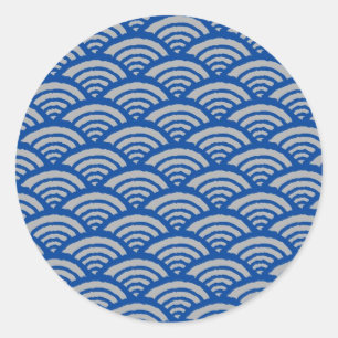 Adesivo Redondo Padrão de onda japonês