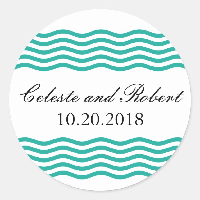 Adesivo Redondo Padrão de Ondas Náuticas Modernas (Frente)