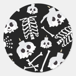 Adesivo Redondo Padrão de Ossos do Skeleton do Halloween