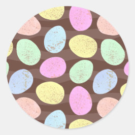 Adesivo Redondo Padrão de Ovos de Páscoa Doces