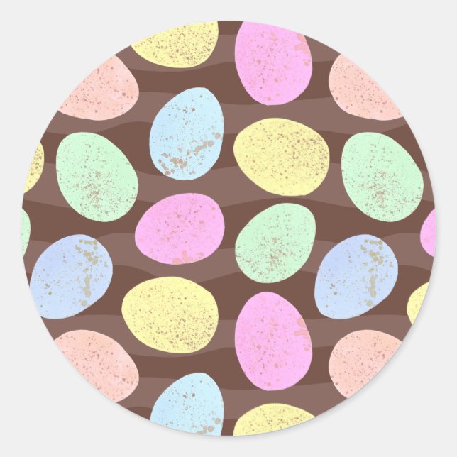 Adesivo Redondo Padrão de Ovos de Páscoa Doces (Frente)