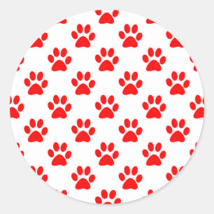 Adesivo Redondo Padrão de patas vermelhas