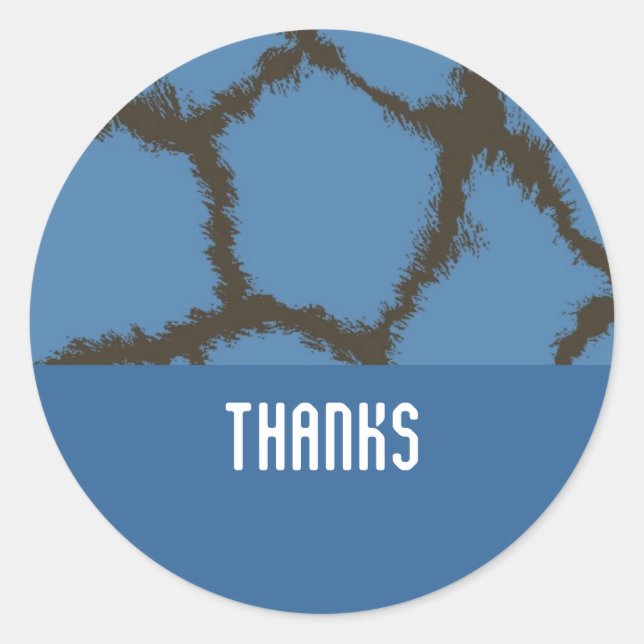 Adesivo Redondo Padrão de Pele de Girafa Azul (Frente)