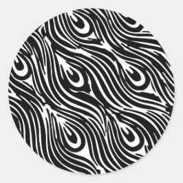 Adesivo Redondo Padrão De Penas Pretas E Brancas